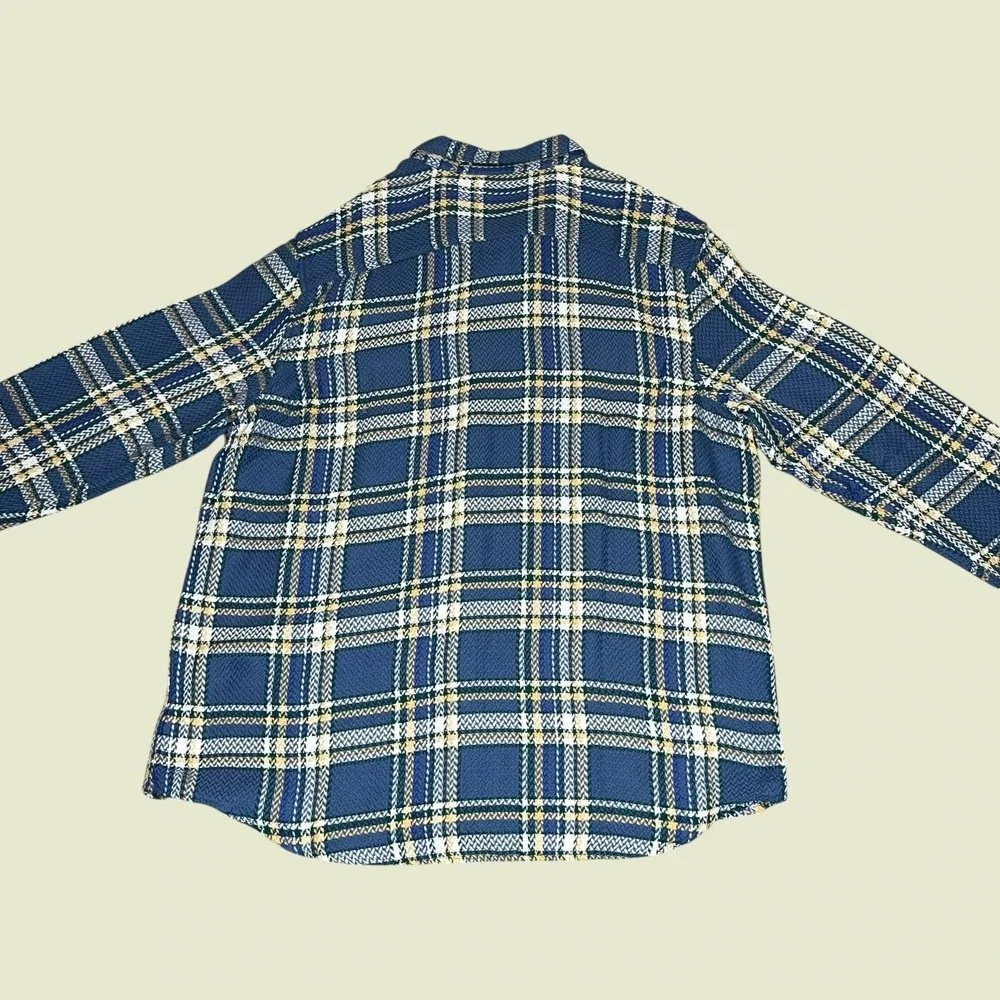 NEW Lucky Brand Mens XL Blue Herringbone Flannel Humboldt Utility Shirt Long Sle